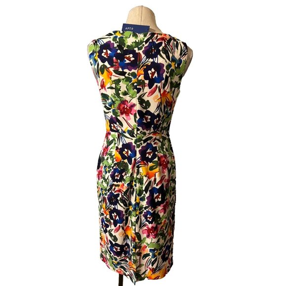 APT. 9 Dress 6 Garden Floral Stretch Sheath NWT Washable Sleeveless NEW - Picture 3 of 6